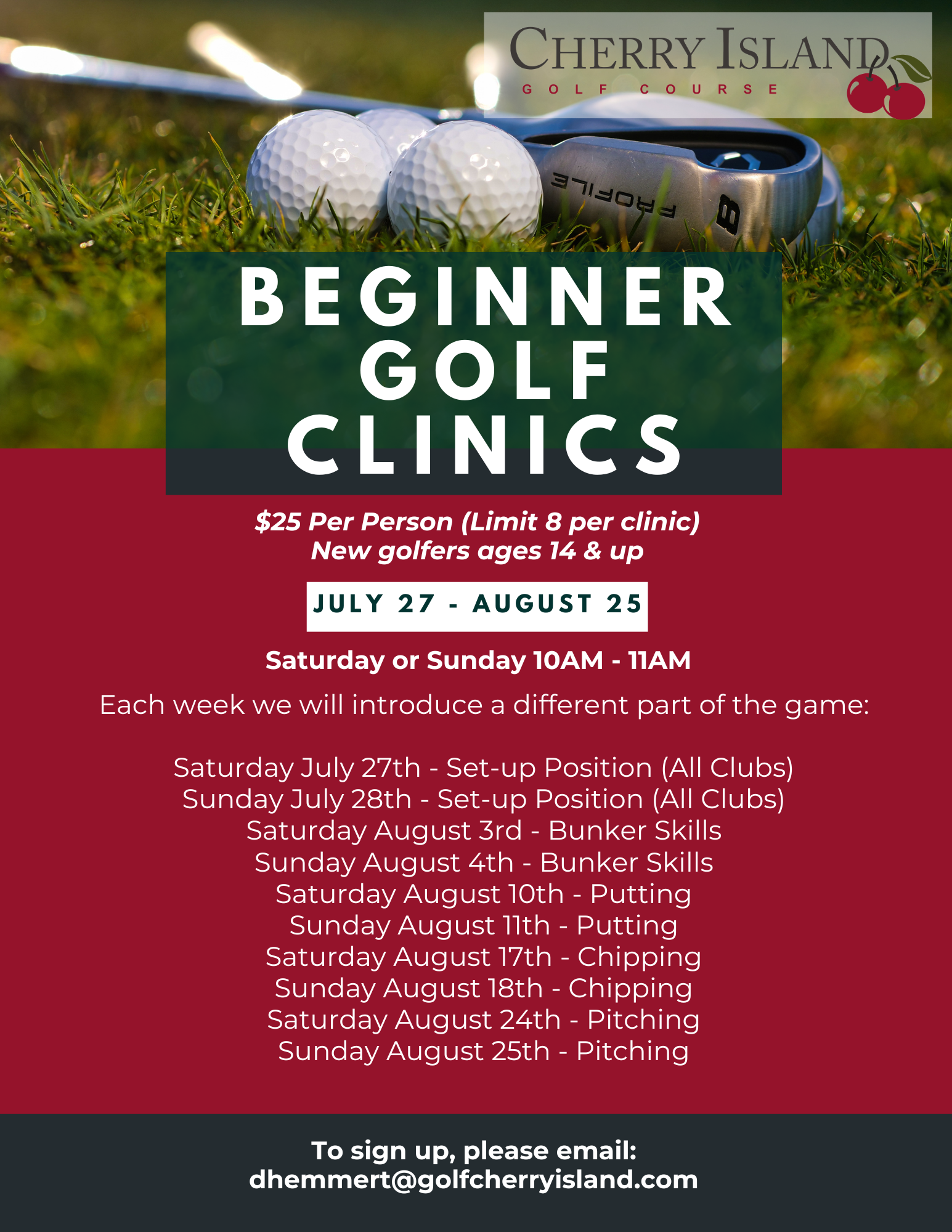 Beginner Golf Clinics AUG Cherry Island Flyer